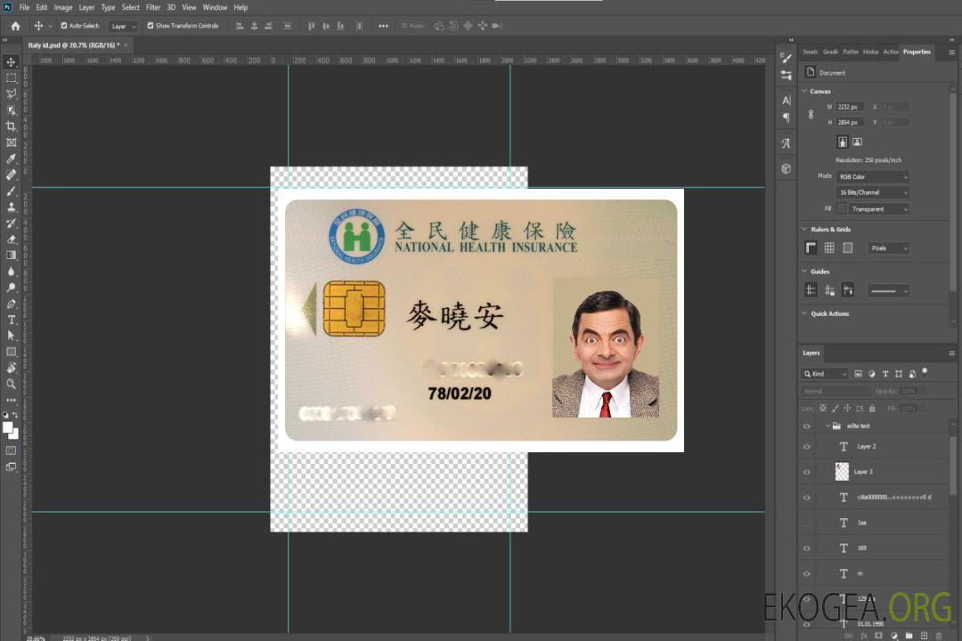 Carte d'assurance maladie du Belize template